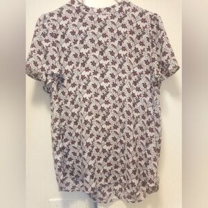 Women's Floral Pattern Shirt - Burgundy and White